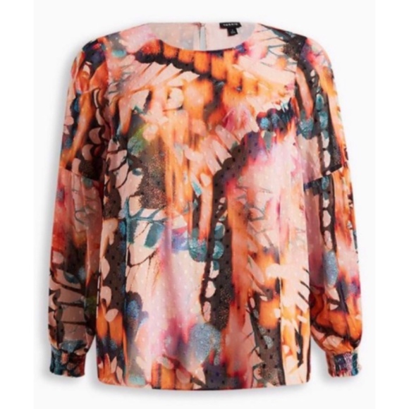 🆕 Chiffon Clip Dot Blouson Sleeve Blouse Top 1 1X 14 16 NWT Torrid New! - Picture 5 of 7